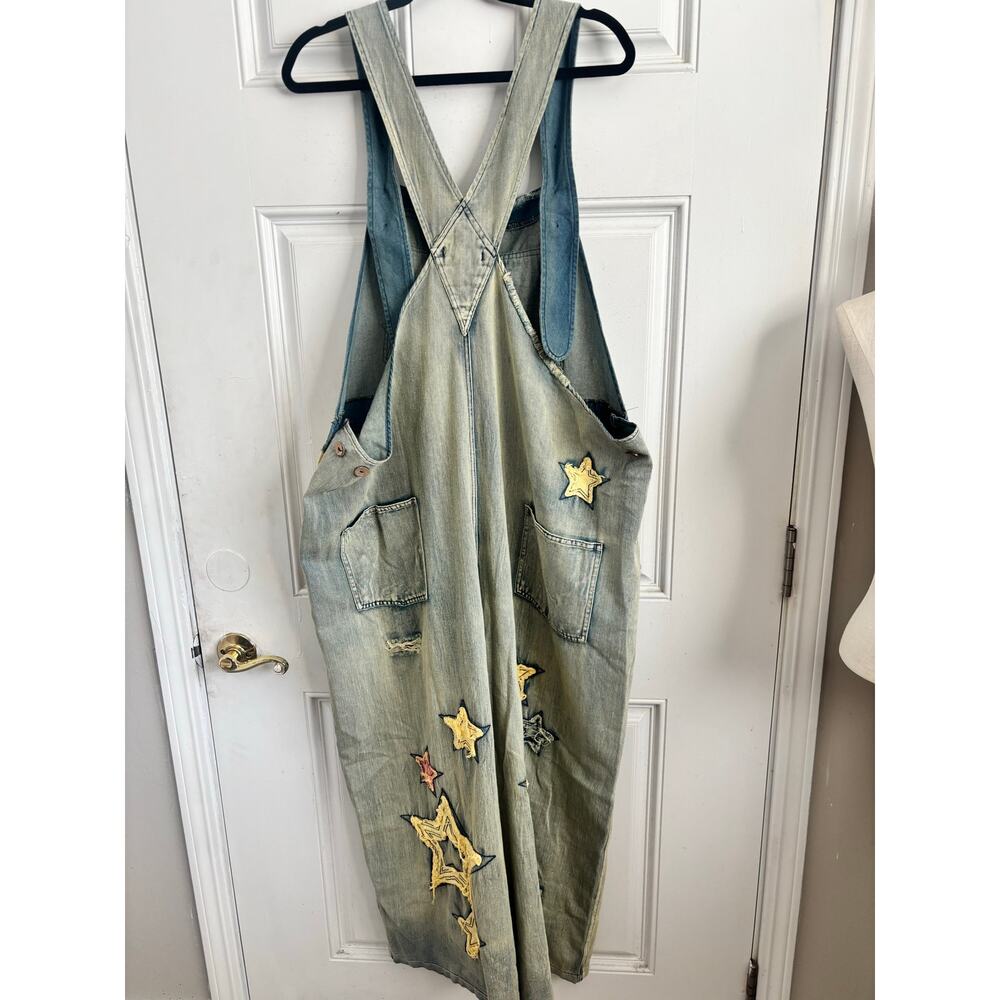 NWT Blue Velvet Peace be with you boho applique overalls - size xl - Picture 5 of 6
